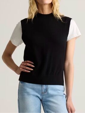 Quince Mongolian Cashmere Mock Neck Sweater Vest Large Womens L Sleeveless Top